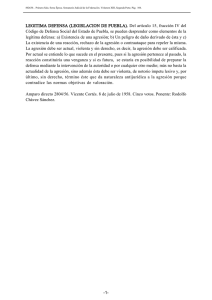 LEGITIMA DEFENSA (LEGISLACION DE PUEBLA). Del artículo 15