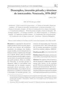 Desempleo, inversión privada y términos de intercambio. Venezuela