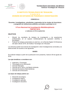 Convocatoria FIMTEH 2016 - Instituto Tecnológico de Tehuacán