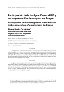 Participación de la inmigración en el PIb y en la generación de