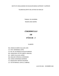 Cuaderno de Trabajo de Física I - Bachillerato del Estado de Hidalgo