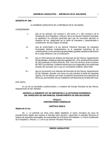 ASAMBLEA LEGISLATIVA - REPUBLICA DE EL SALVADOR ______