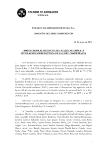 1 COLEGIO DE ABOGADOS DE CHILE A.G. COMISIÓN DE LIBRE