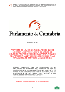 proyecto de ley de cantabria por el que se modifica la ley 1/2001, de