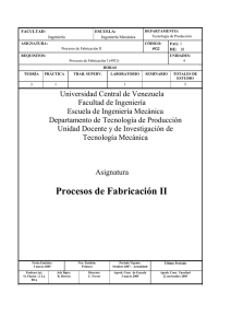 Procesos de Fabricación II - Universidad Central de Venezuela