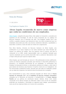 Nota de Prensa Altran España reconocida de nuevo como empresa