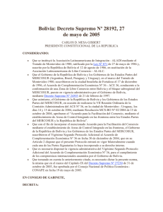 Bolivia: Decreto Supremo Nº 28192, 27 de mayo de 2005