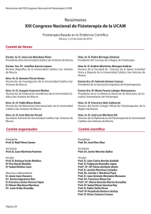 Resúmenes XIII Congreso Nacional de Fisioterapia de la UCAM