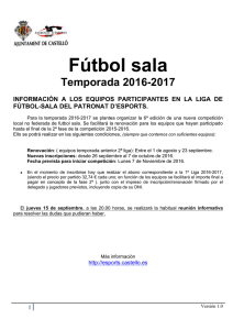 Información Inicial Temporada 2016-17.