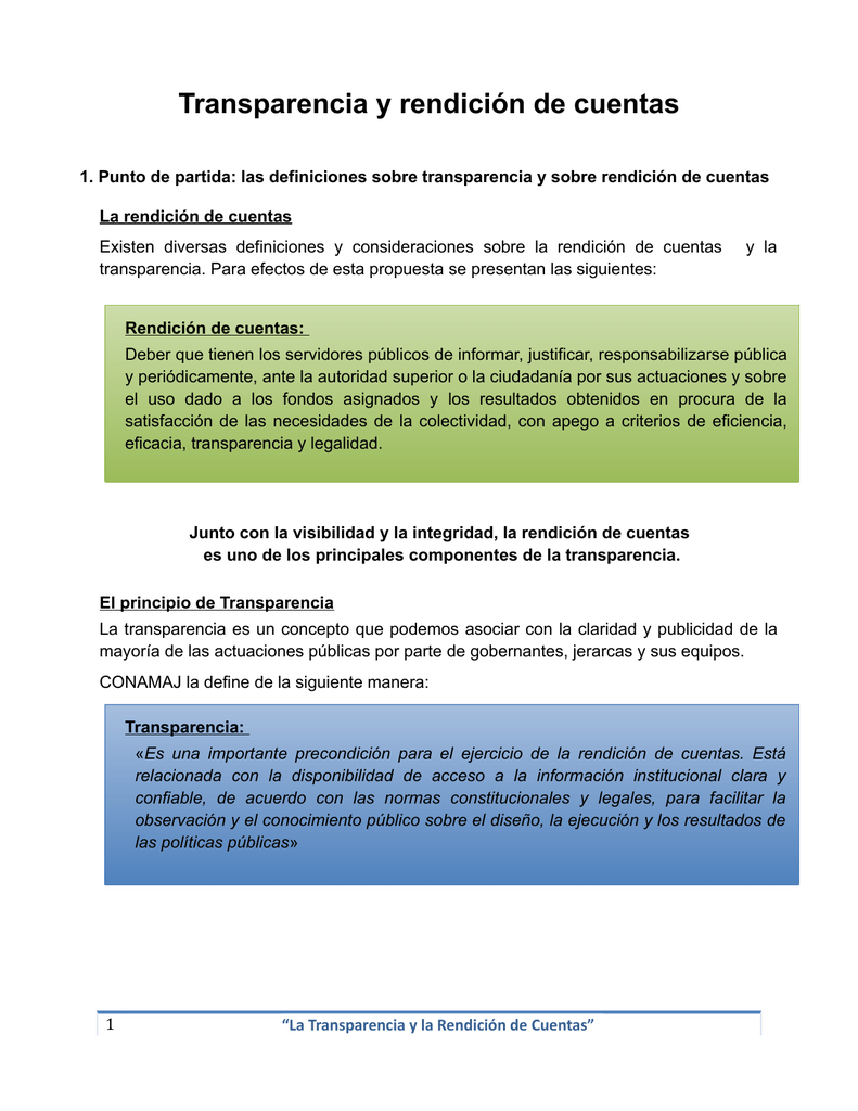 La Transparencia Y La Rendición De Cuentas - Poder