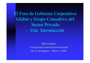 El Foro de Gobierno Corporativo Global y Grupo Consultivo del