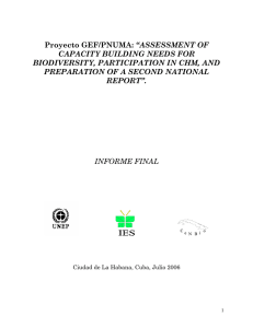 Informe Final del Proyecto - Instituto de Ecología y Sistemática
