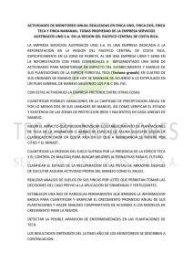 actividades de monitoreo anual realizadas en finca uno, finca dos