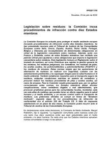 Legislación sobre residuos: la Comisión incoa