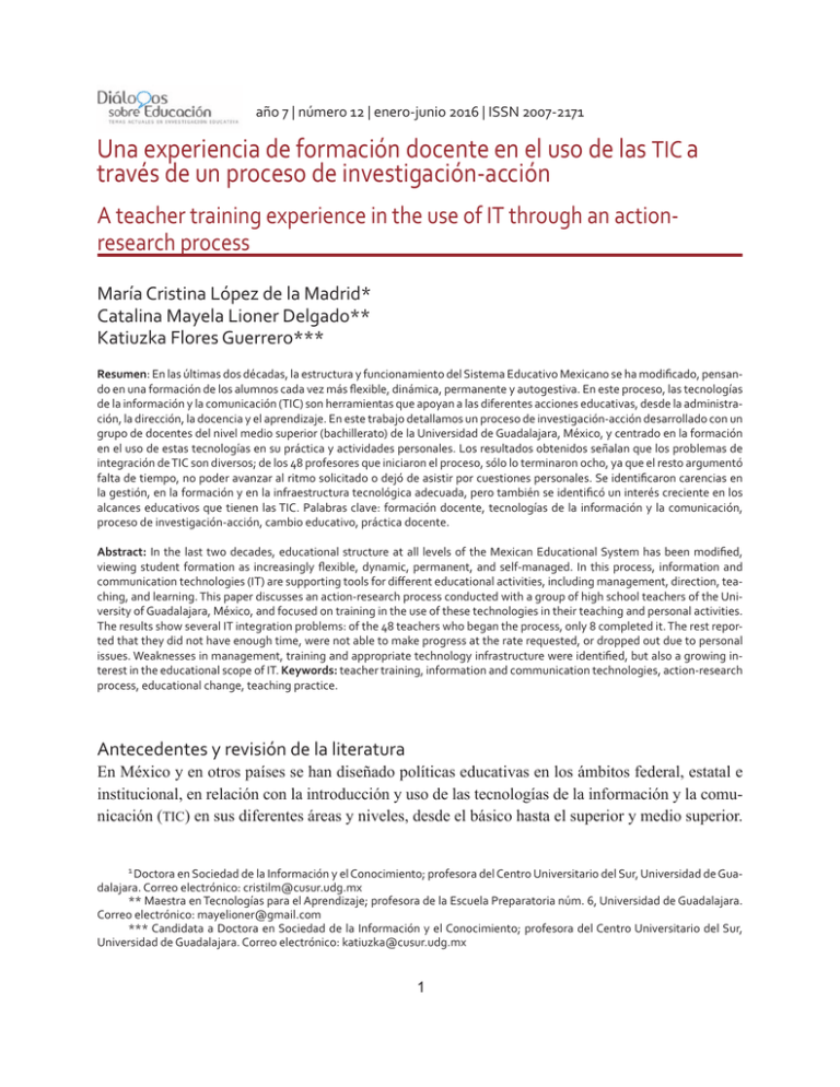 Una experiencia de formación docente en el uso de las TIC a través