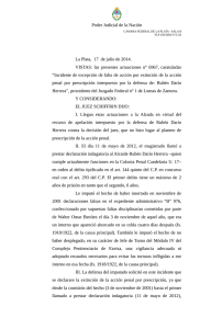 Poder Judicial de la Nación La Plata, 17 de julio de 2014. VISTAS