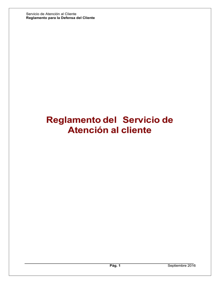 Reglamento Del Servicio De Atención Al Cliente 2086