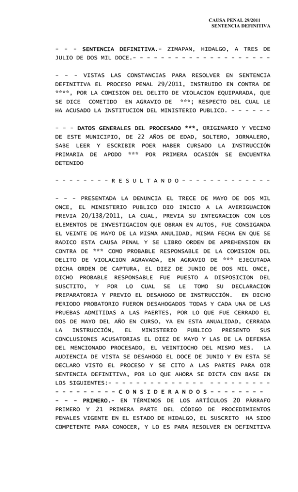 sentencia definitiva. - Poder Judicial del Estado de Hidalgo