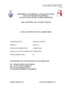 Lab. Química Clínica I - Benemérita Universidad Autónoma de Puebla