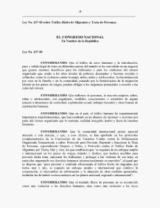 Ley N° 137 de 2003 - Sobre el tráfico ilícito de migrantes y la trata