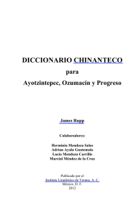Diccionario chinanteco para Ayotzintepec, Ozumacín y Progreso