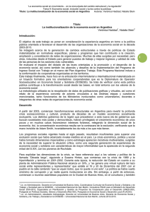 Título: La institucionalización de la economía social en Argentina