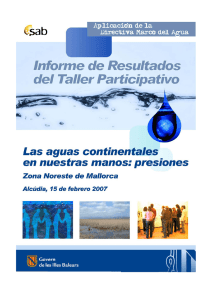 Informe de resultados del Taller de aguas continentales, Mallorca