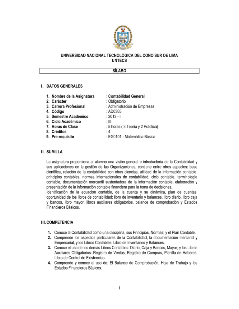 Contabil Universidad Nacional Tecnol gica De Lima Sur