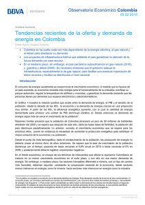 Tendencias recientes de la oferta y demanda de energía en Colombia