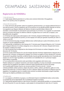 Reglamento de HANDBALL - Olimpiadas Salesianas 2013!!