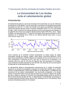 La Universidad de Los Andes ante el calentamiento global