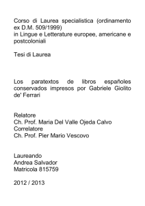 Corso di Laurea specialistica (ordinamento ex D.M. 509/1999) in