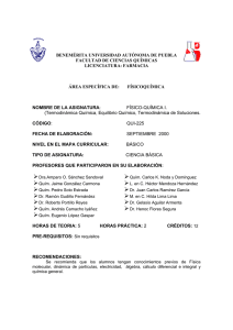 Fisicoquímica - Benemérita Universidad Autónoma de Puebla