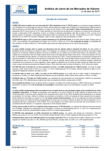 An&aacute;lisis de cierre de los Mercados de Valores