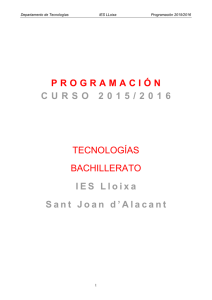 Programacion bachillerato tecnologico I y II 2015-16
