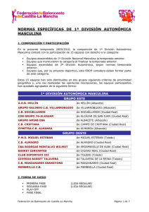 NORMAS ESPECÍFICAS DE 1ª DIVISIÓN AUTONÓMICA MASCULINA