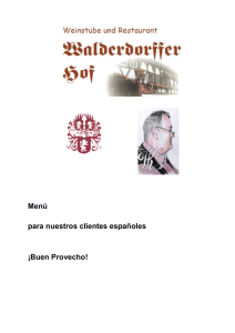 Menú para nuestros clientes españoles ¡Buen Provecho!