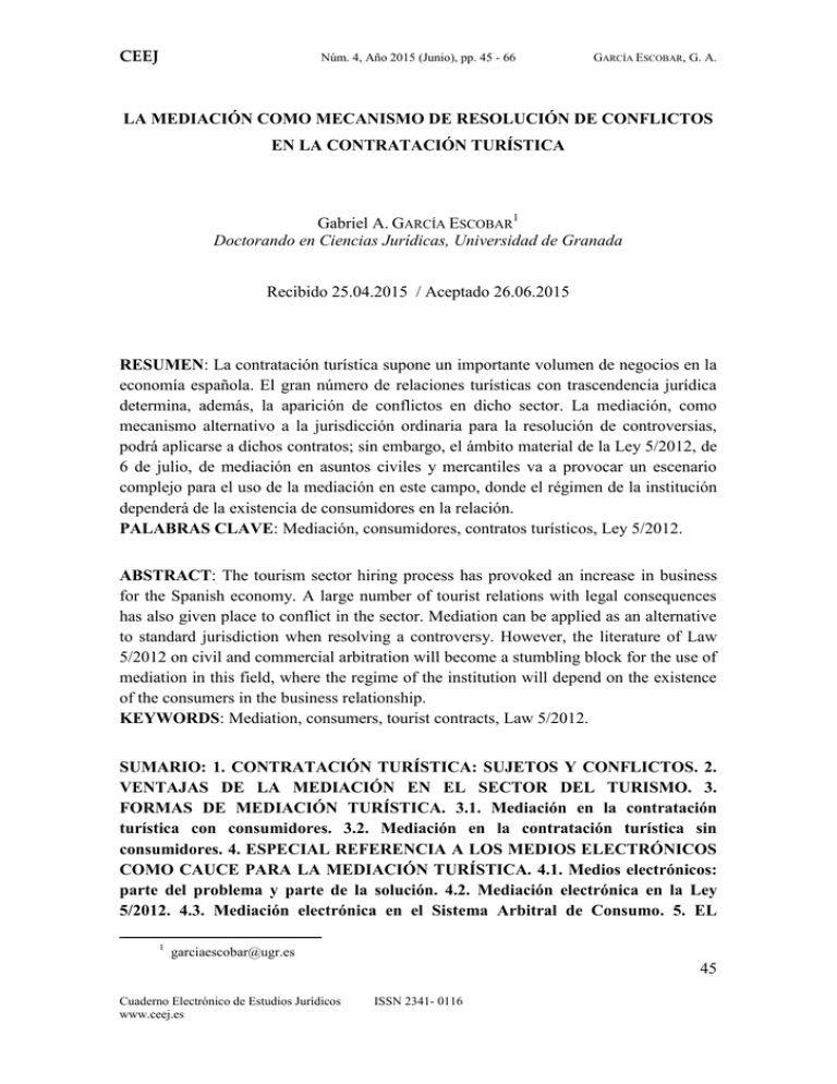 La Mediación Como Mecanismo De Resolución De Conflictos