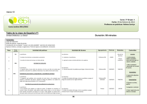 Anexo 12 Tabla de la clase de Español nº1 Duración: 90 minutos
