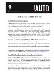 ACTIVIDADES MADRID AUTO 2016 Competiciones Game e