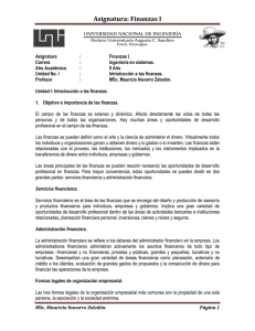 Asignatura: Finanzas I - MSc. Mauricio Navarro Zeledón