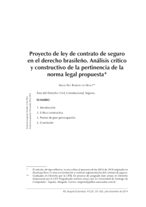 Proyecto de ley de contrato de seguro en el derecho brasileño