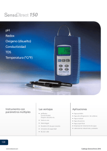 pH Redox Oxígeno (disuelto) Conductividad TDS Temperatura (°C/°F)