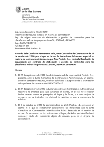 Exp. Junta Consultiva: RES 8/2010 Inadmisión del recurso especial