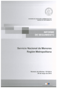 INFORME DE SEGUIMIENTO Servicio Nacional de Menores Región