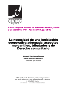 La necesidad de una legislación cooperativa adecuada: aspectos