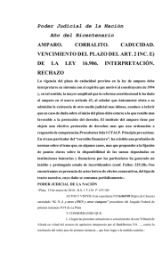 Poder Judicial de la Nación Año del Bicentenario AMPARO