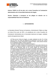 Informe 15/2016, de 20 de julio, de la Junta Consultiva de