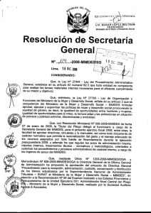 Resolución de Secreta ría - Ministerio de la Mujer y Poblaciones