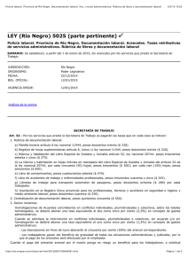 Policía laboral. Provincia de Río Negro. Documentación laboral